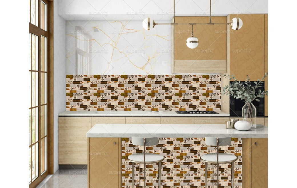 Mosaic Tile Stickers Pack 24 Pcs / 48 Pcs / 96 Pcs Home Decor for Walls Highly Self Adhesive 20 cm x 10 cm